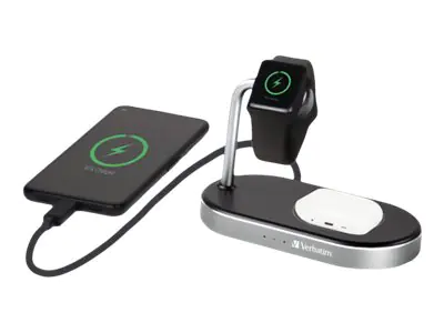Verbatim Kabelloses Ladegerät - 3-in-1 + AC-Netzteil 49556