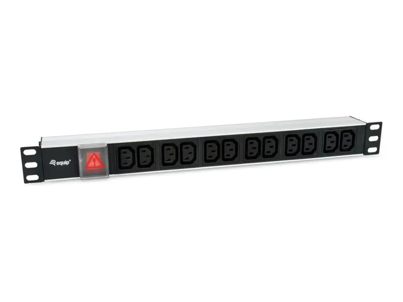 Equip Stromverteilungseinheit (Rack - einbaufähig) - Aluminium, mit Schalter, 10 A - Wechselstrom 250 V - 2500 watt - Eingabe, Eingang power CEE 7/7 - Ausgangsanschlüsse: 12 (12 x IEC 60320 C13) 333318