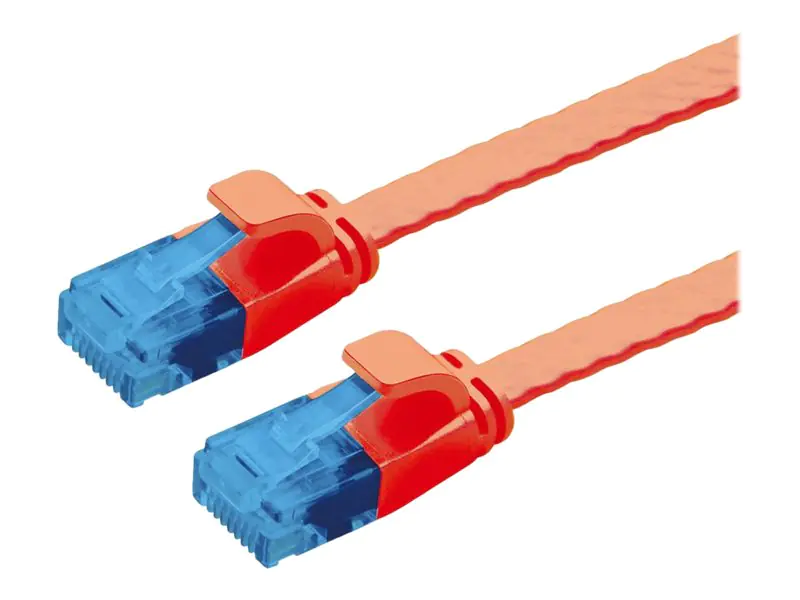 VALUE - Patch-Kabel - RJ-45 (M) zu RJ-45 (M) - 2 m - UTP - CAT 6a - geformt, ohne Haken, verseilt, extraflach, 10 Gigabit Ethernet - Rot