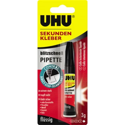 UHU Sekundenkleber blitzschnell PIPETTE 45570 3g UHU Sekundenkleber blitzschnell PIPETTE 45570 3g