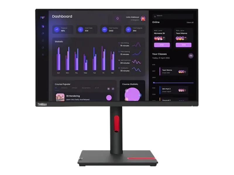 Lenovo ThinkVision T24i-30 - LED-Monitor - 60.5 cm (23.8") - 1920 x 1080 Full HD (1080p) @ 60 Hz - IPS - 250 cd/m² - 1000:1 - 4 ms - HDMI, VGA, DisplayPort - Raven Black - Campus - für ThinkPad P15 Gen 2 20YQ
