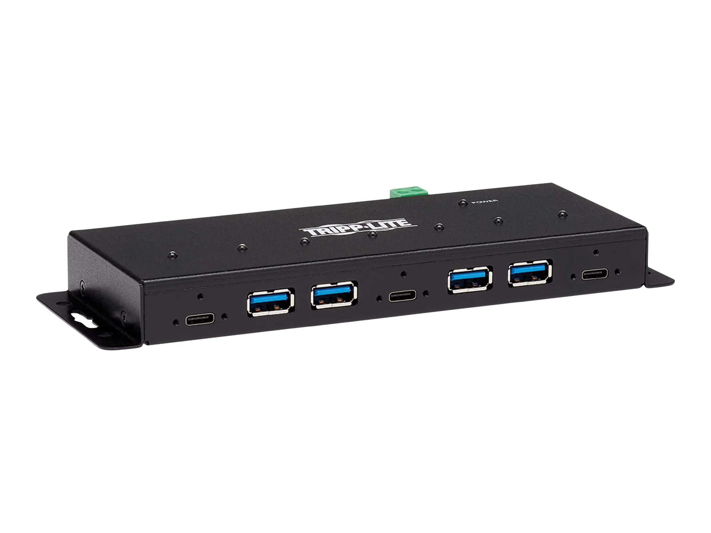 Eaton Tripp Lite series 7-Port Industrial-Grade USB 3.1 Gen 2 Hub - 10 Gbps, 4 USB-A & 3 USB-C, 15 kV ESD Immunity, Metal Housing, TAA - Hub - 7 x USB 3.1 Gen 2 - Desktop - US-Regierung GSA - TAA-konform