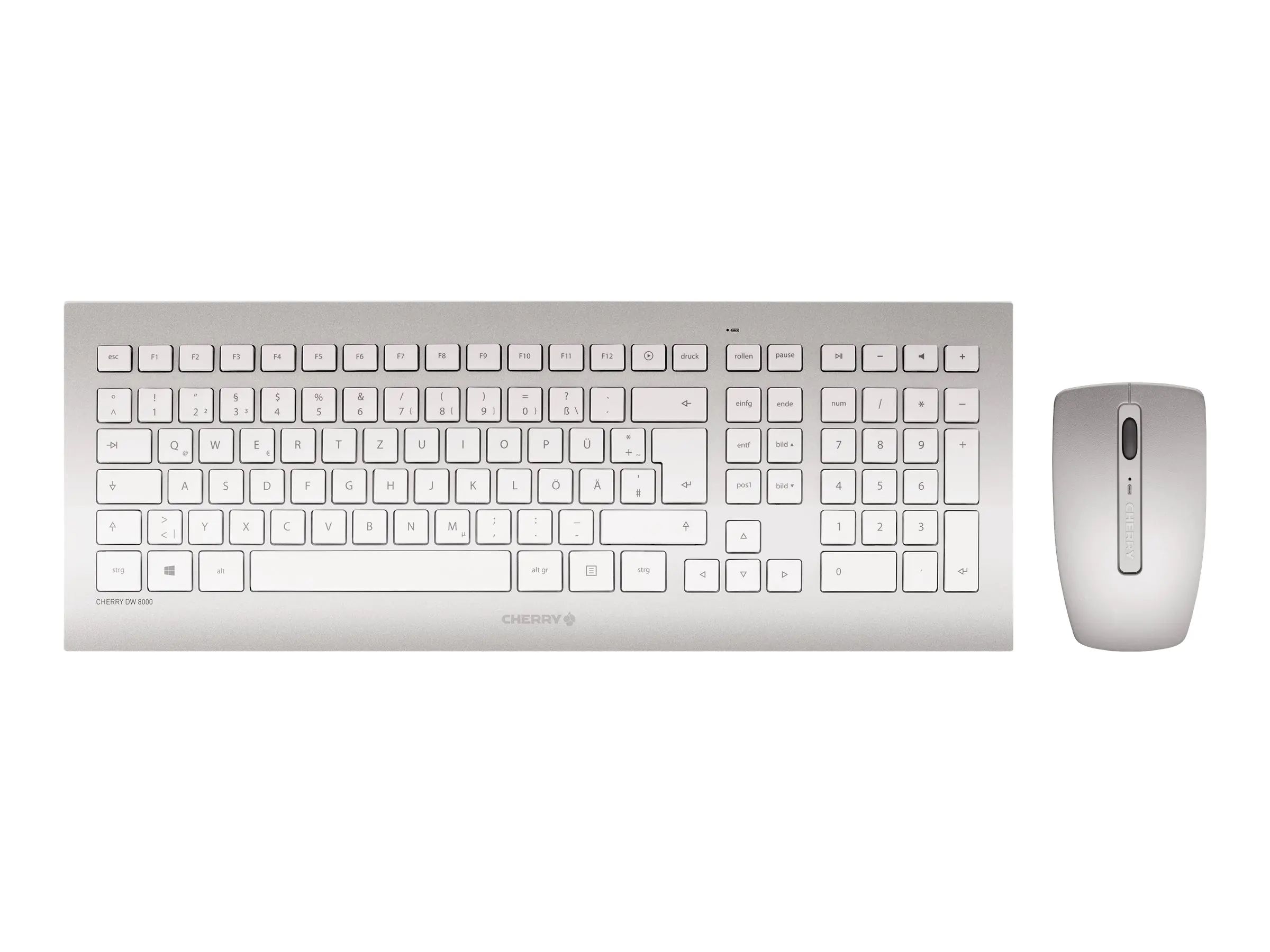 CHERRY DW 8000 - Tastatur-und-Maus-Set - kabellos - 2.4 GHz - QWERTZ - Deutsch - weiß, Silber CHERRY DW 8000 - Tastatur-und-Maus-Set - kabellos - 2.4 GHz - QWERTZ - Deutsch - weiß, Silber
