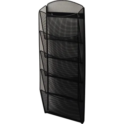 Helit Wand-Prospekthalter Mesh A4 hoch 5 Fächer schwarz aus Drahtmetall H6260095