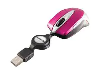 Verbatim Go Mini Optical Travel Mouse - Maus - rechts- und linkshändig - optisch - 3 Tasten - kabelgebunden - USB - Hot Pink