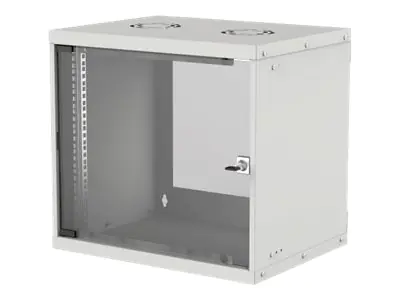 Intellinet Network Cabinet, Wall Mount (Basic), 9U, Usable Depth 500mm/Width 485mm, Grey, Flatpack, Max 50kg, Glass Door, 19", Parts for wall installation (eg screws and rawl plugs) 714815
