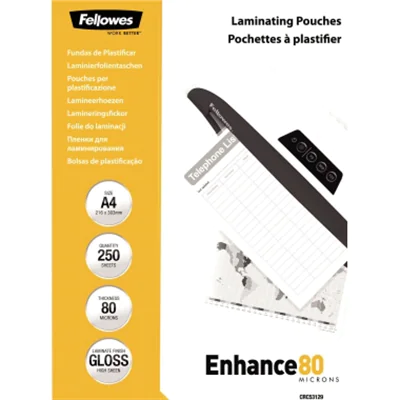 Fellowes Laminierfolie Enhance 80 5312903 DIN A4 tr 250 St./Pack. Fellowes Laminierfolie Enhance 80 5312903 DIN A4 tr 250 St./Pack.