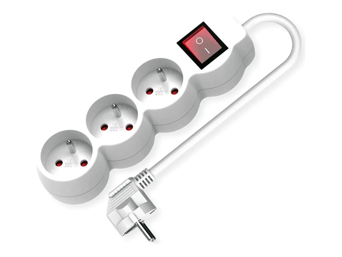 ROTRONIC-SECOMP VALUE - Steckdosenleiste - Wechselstrom 250 V - 3600 Watt - Eingabe, Eingang Typ F/E - Ausgangsanschlüsse: 3 (3 x CEE 7/5) 19.99.0960