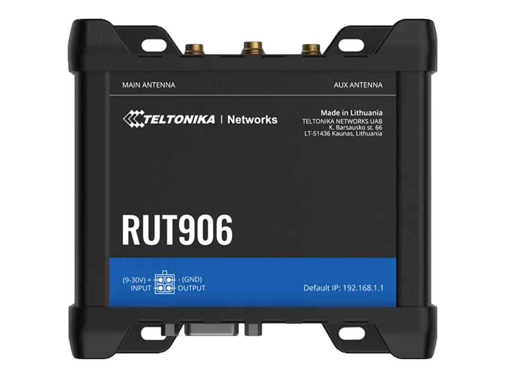 Teltonika RUT906 - Wireless Router - WWAN 3-Port-Switch - RS-232, RS-485 2,4 GHz - 4G, 2G, 3G - an DIN-Schiene montierbar Teltonika RUT906 - Wireless Router - WWAN 3-Port-Switch - RS-232, RS-485 2,4 GHz - 4G, 2G, 3G - an DIN-Schiene montierbar