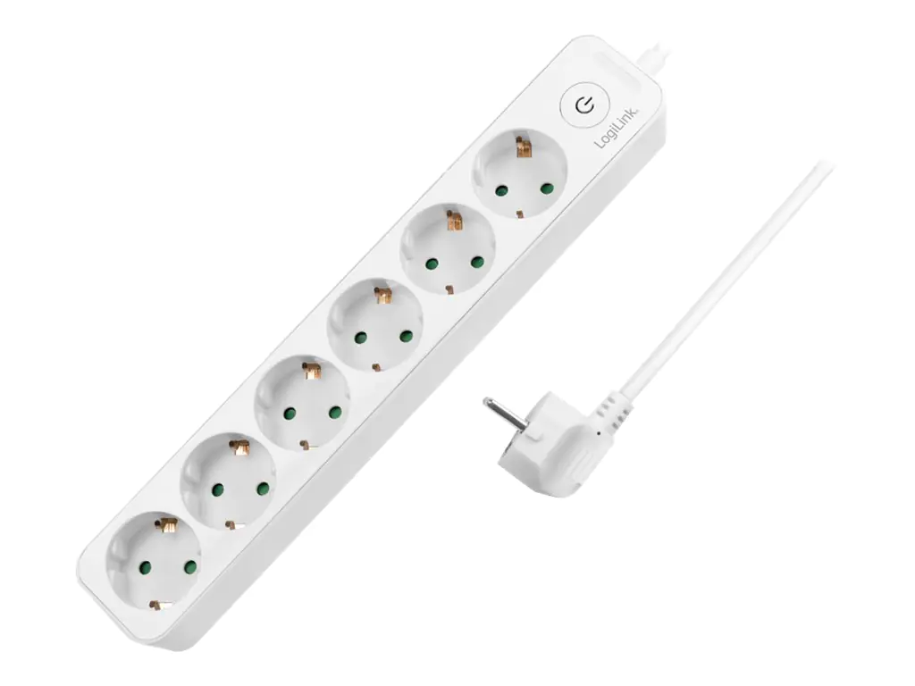 LogiLink Steckdosenleiste - Wechselstrom 250 V - 3680 Watt - Eingabe, Eingang Stromversorgung - Ausgangsanschlüsse: 6 (6 x Leistungs-CEE 7/3) LPS247