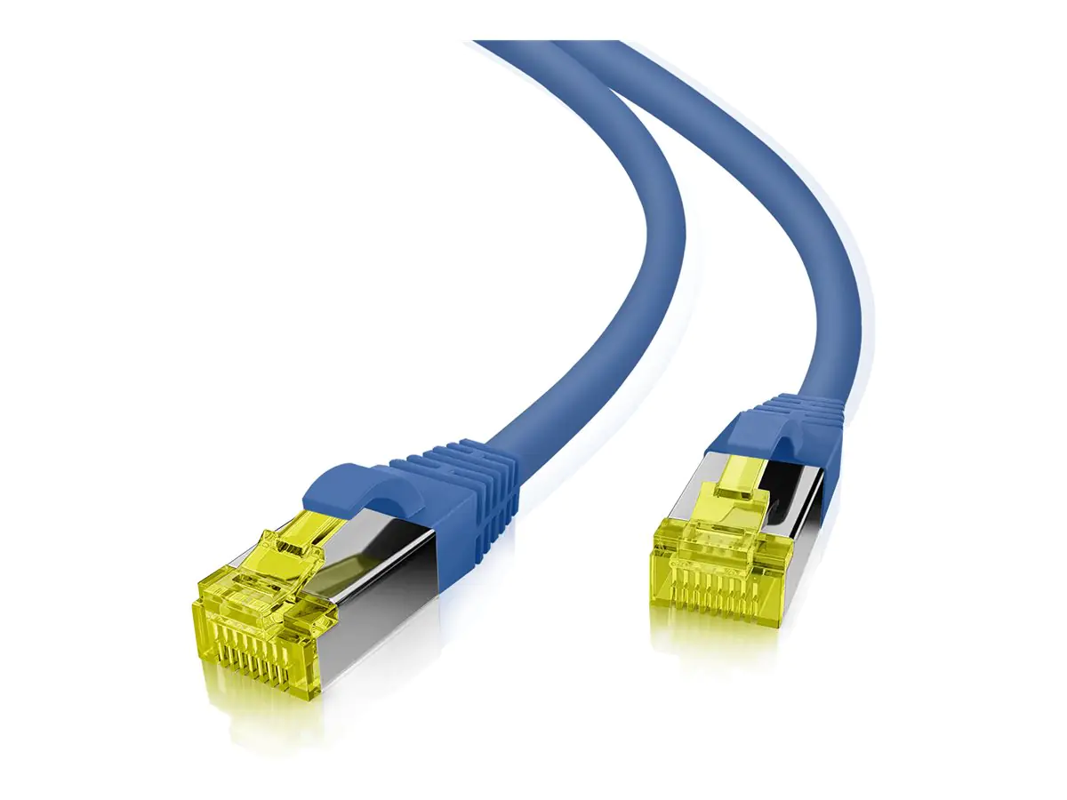 Helos - Patch-Kabel - RJ-45 (M) zu RJ-45 (M) - 3 m - 6 mm - SFTP, PiMF - CAT 7 (Kabel) / CAT 6a (Anschlüsse) - halogenfrei, Knickschutzmanschette - Blau Helos - Patch-Kabel - RJ-45 (M) zu RJ-45 (M) - 3 m - 6 mm - SFTP, PiMF - CAT 7 (Kabel) / CAT 6a (Anschlüsse) - halogenfrei, Knickschutzmanschette - Blau