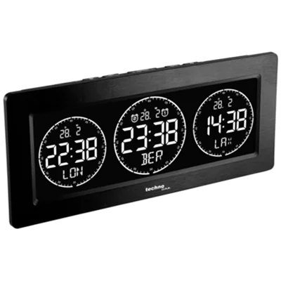 technoline® Tischuhr WT 458 23,2 x 9,9 x 4,8 cm (B x H x T) digital Netzbetrieb, Batterie CR2032 schwarz