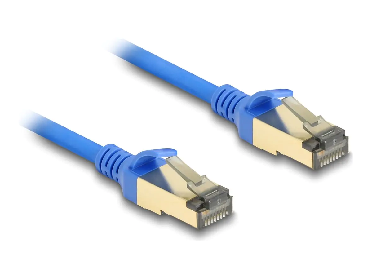 Delock - Netzwerkkabel - RJ-45 (M) zu RJ-45 (M) - 3 m - 4.9 mm - FTP - CAT 8.1 - halogenfrei, ohne Haken, schmal - Blau