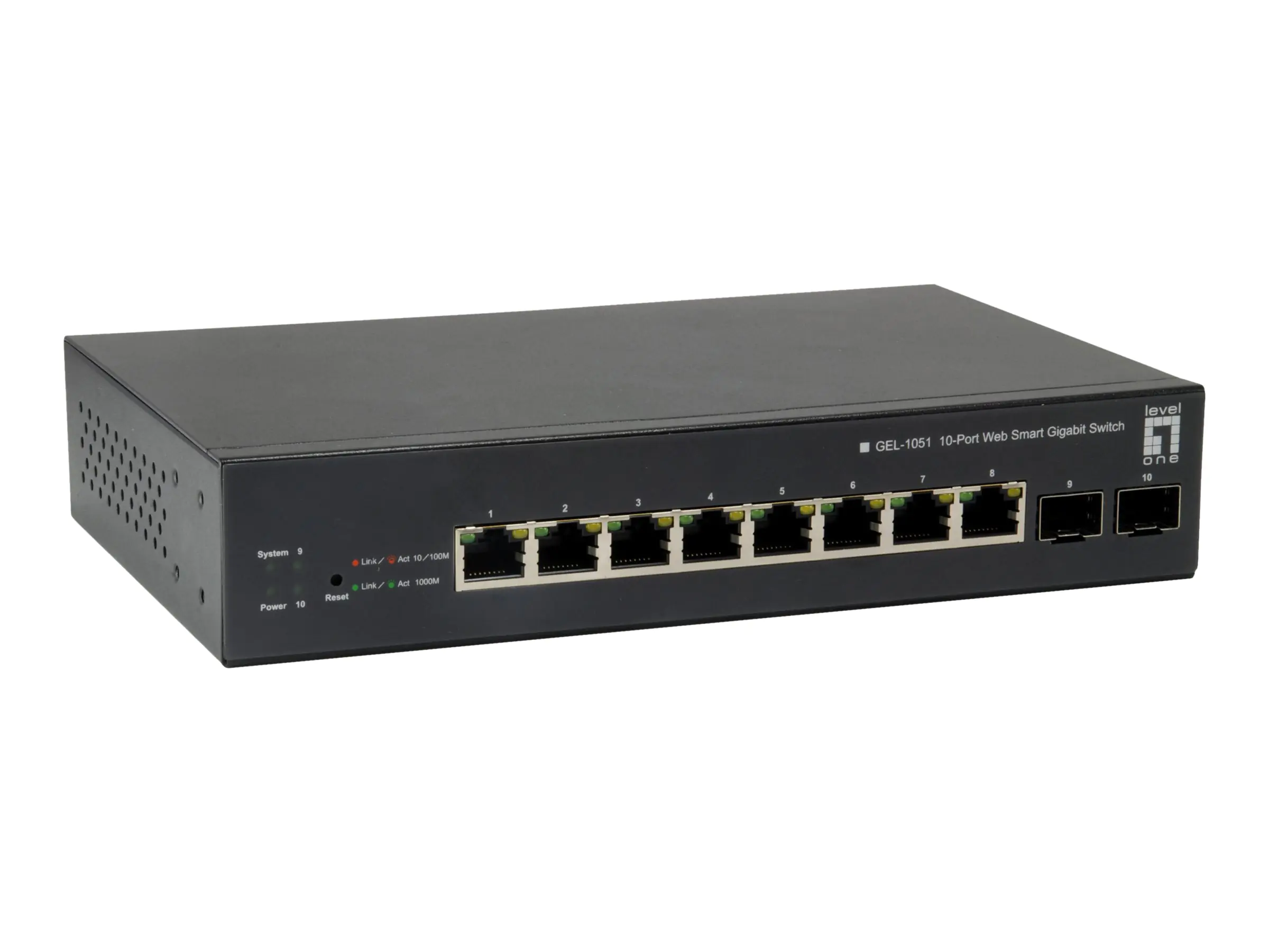LevelOne GEP-1051 - Switch - Smart - 8 x 10/100/1000 (PoE+) + 2 x Gigabit SFP - Desktop, an Rack montierbar - PoE+ (70 W)