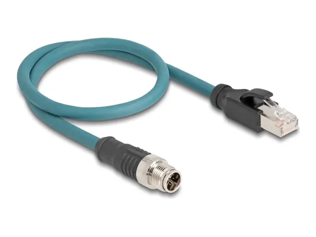 Delock - Netzwerkkabel - 8-polig M12 (M) zu RJ-45 (M) - 50 cm - 6.2 mm - SFTP - CAT 6a - IP67 - Schwarz