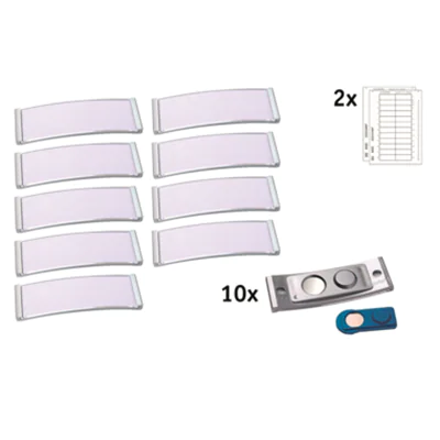 badgepoint® Namensschild polar® classic 64 x 22 mm (B x H) inkl. 2 Bogen (24 Namenskarten) Papier A4 weiß Magnet metall 10 St./Pack.