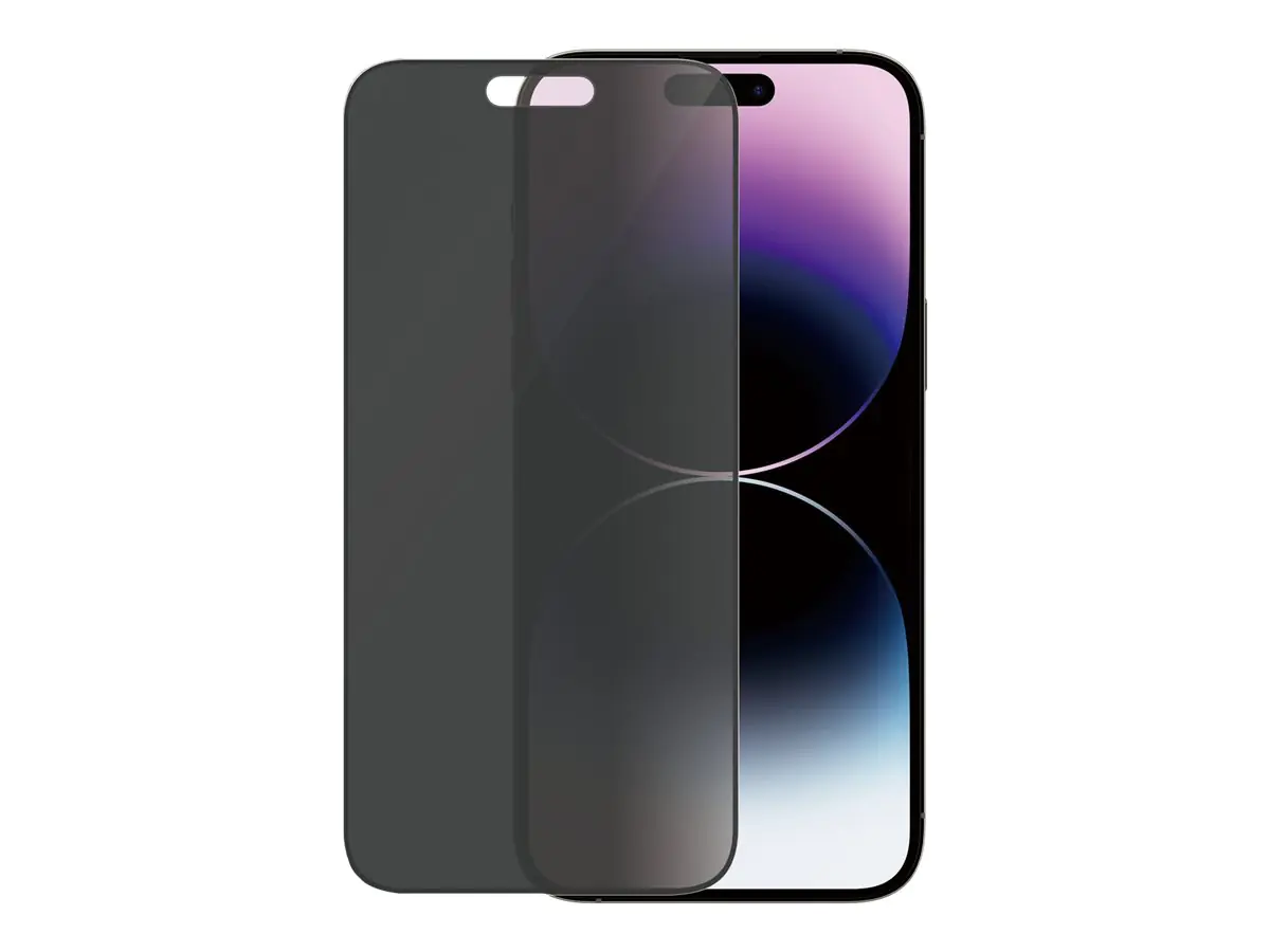 PanzerGlass - Bildschirmschutz für Handy - Glas - mit Sichtschutzfilter - Rahmenfarbe schwarz - für Apple iPhone 14 Pro Max