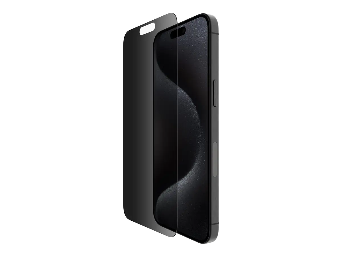 Belkin ScreenForce Pro - Bildschirmschutz für Handy - 2.5D - Glas - mit Sichtschutzfilter - Glas - für Apple iPhone 15 Pro Max