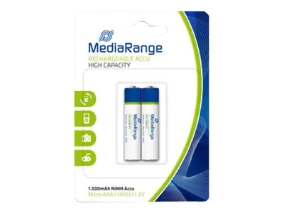 MediaRange MRBAT122 - Batterie 2 x AAA - NiMH - (wiederaufladbar) - 1000 mAh MediaRange MRBAT122 - Batterie 2 x AAA - NiMH - (wiederaufladbar) - 1000 mAh