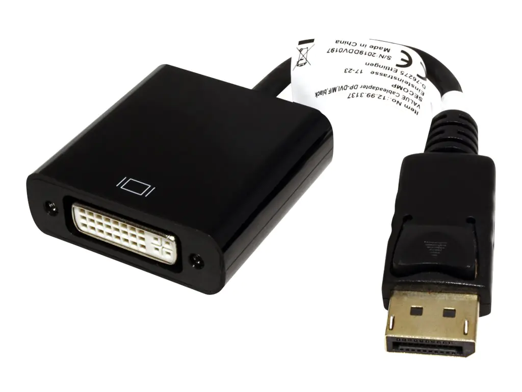 VALUE - Videoadapter - Dual Link - DisplayPort (M) zu DVI-D (W) - 15 cm - passiv VALUE - Videoadapter - Dual Link - DisplayPort (M) zu DVI-D (W) - 15 cm - passiv