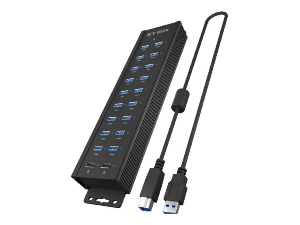 ICY BOX IB-HUB1720-U3 - Hub - 18 x USB 3.2 Gen 1 + 2 x USB
