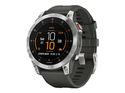 Garmin epix Gen 2 - Slate Steel - Sportuhr mit Band - Silikon - Handgelenkgröße: 125-208 mm - Anzeige 3.32 cm (1.3") 010-02582-01