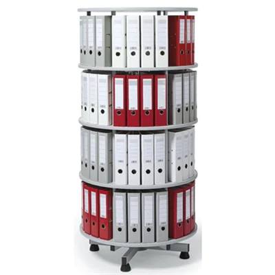 Ordnersäule 100cm 1,67m 4 Etagen 144 Ordner drehbar lichtgrau