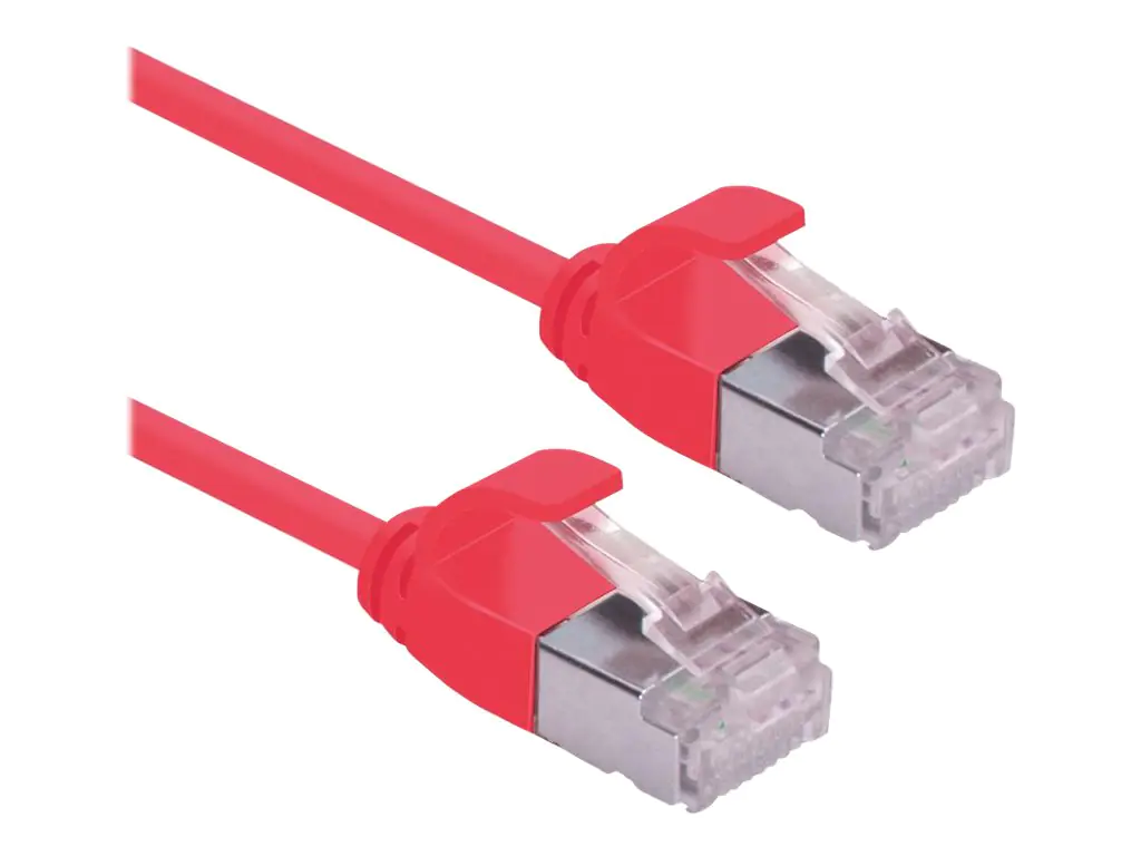 Roline DataCenter - Patch-Kabel - RJ-45 (M) zu RJ-45 (M) - 3 m - U/FTP - CAT 6a - halogenfrei, geformt, ohne Haken, verseilt, 10 Gigabit Ethernet - Rot, Pantone 199C