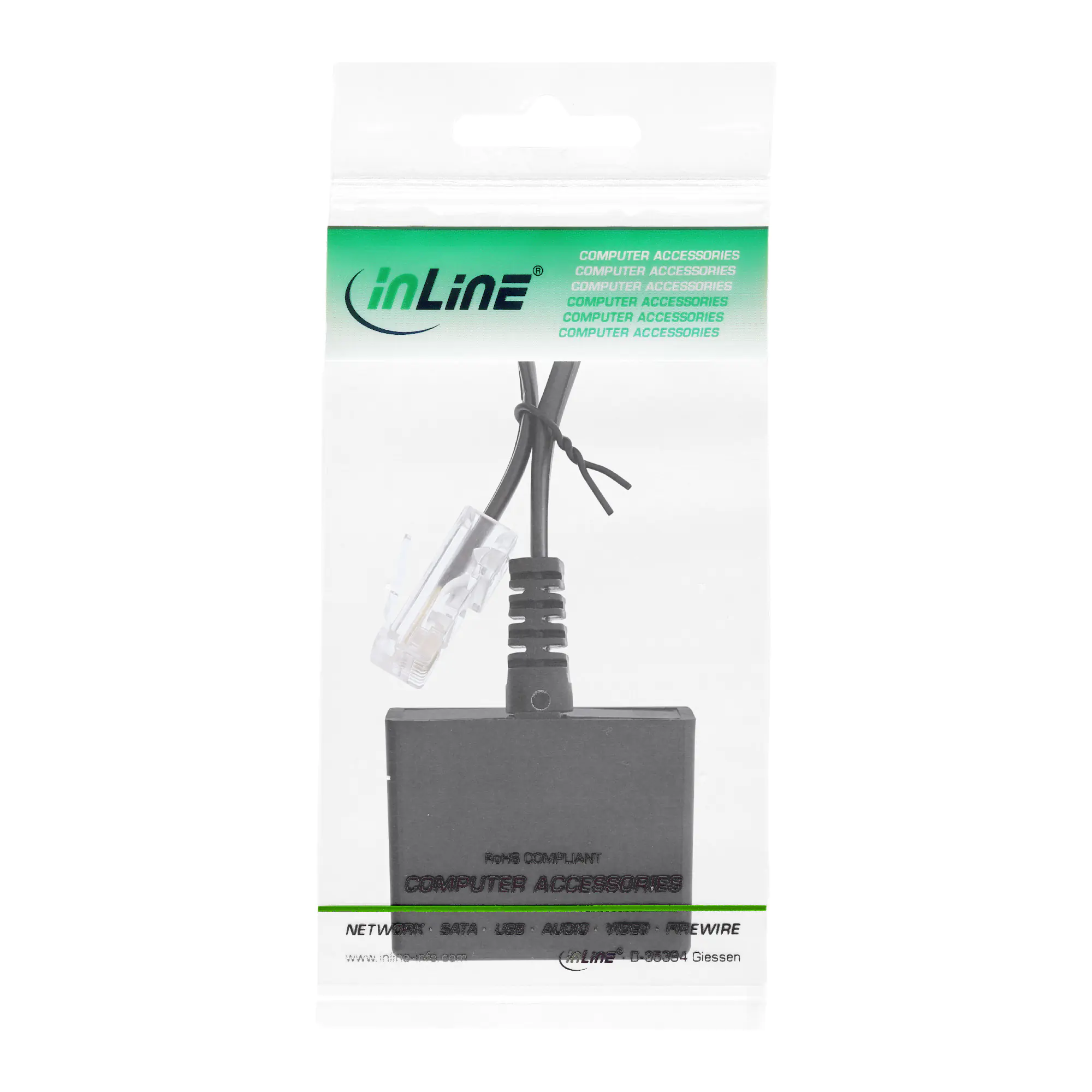 InLine - Telefonadapter - RJ-45 (M) zu RJ-11, TAE-N (W) - 15 cm - Schwarz