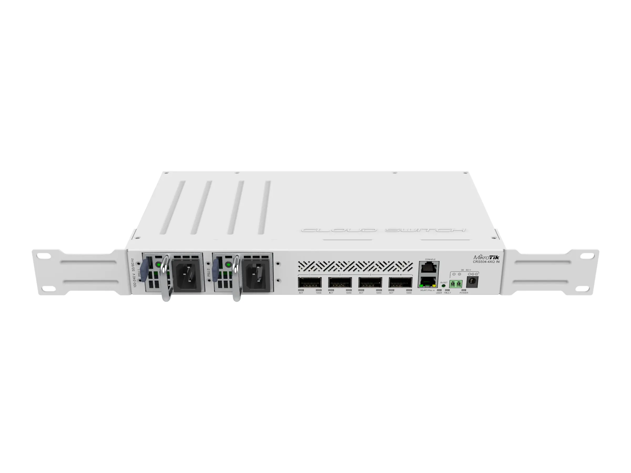 MikroTik CRS504-4XQ-IN - Switch - managed - 4 x 100 Gigabit QSFP28 - Desktop, an Rack montierbar - für MikroTik G1040A-60WF, XQ+31LC02D, XQ+85MP01D