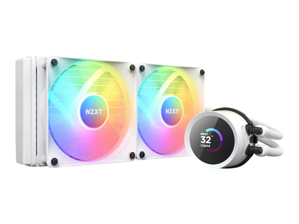 NZXT Kraken 240 RGB - Prozessor-Flüssigkeitskühlsystem - (für: LGA115x Socket, LGA1200, LGA1700, AM4, AM5, sTRX4, TR4) - Kupfer - 120 mm - Mattes Weiß