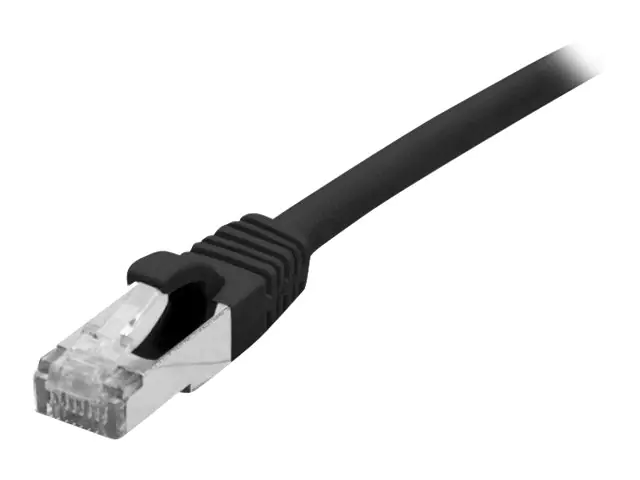deXlan - Patch-Kabel - RJ-45 (M) bis RJ-45 (M) - 2 m - SFTP - CAT 6a - halogenfrei, geformt, ohne Haken - Schwarz