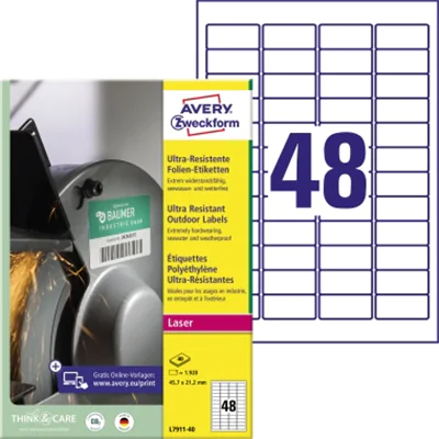 Avery Zweckform Etikett L7911-40 45,7x21,2mm ws 1920 St./Pack. Avery Zweckform Etikett L7911-40 45,7x21,2mm ws 1920 St./Pack.