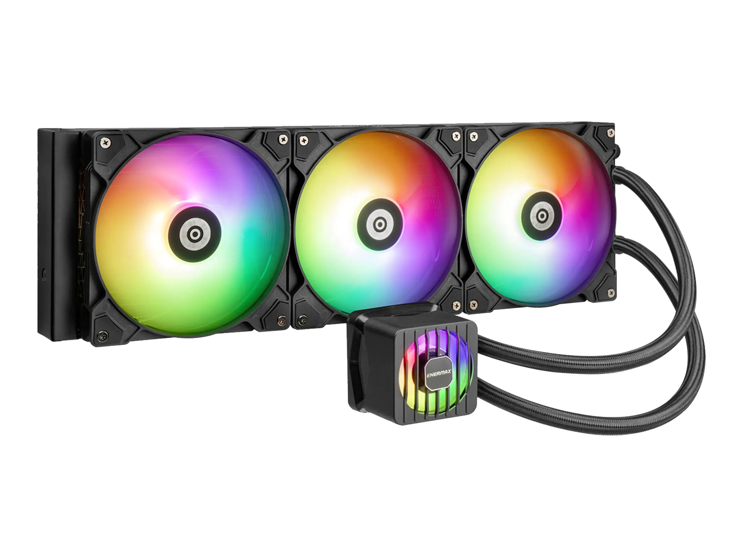 Enermax LIQMAXFLO ELC-LMF360T-ARGB - Prozessor-Flüssigkeitskühlsystem - 38 mm dicker Kühler - Kühlergröße: 360 mm - (für: LGA1851, LGA1700, LGA1200, LGA115x Socket, LGA2066, LGA2011, LGA2011-3 (Square ILM), LGA1366, AM4, AM5) - Kupfer - 120 mm