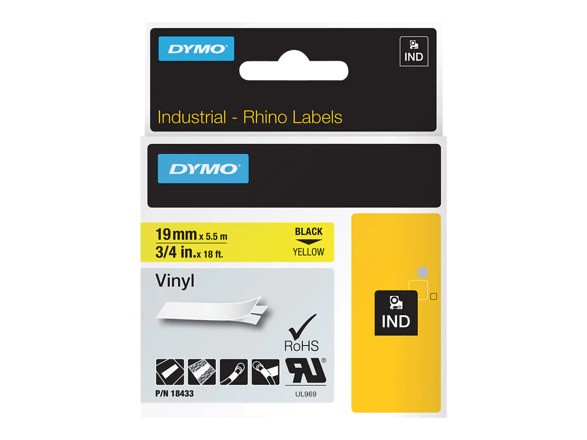 DYMO Schriftbandkassette Rhino ID1 18433 19mmx5,5m sw auf ge