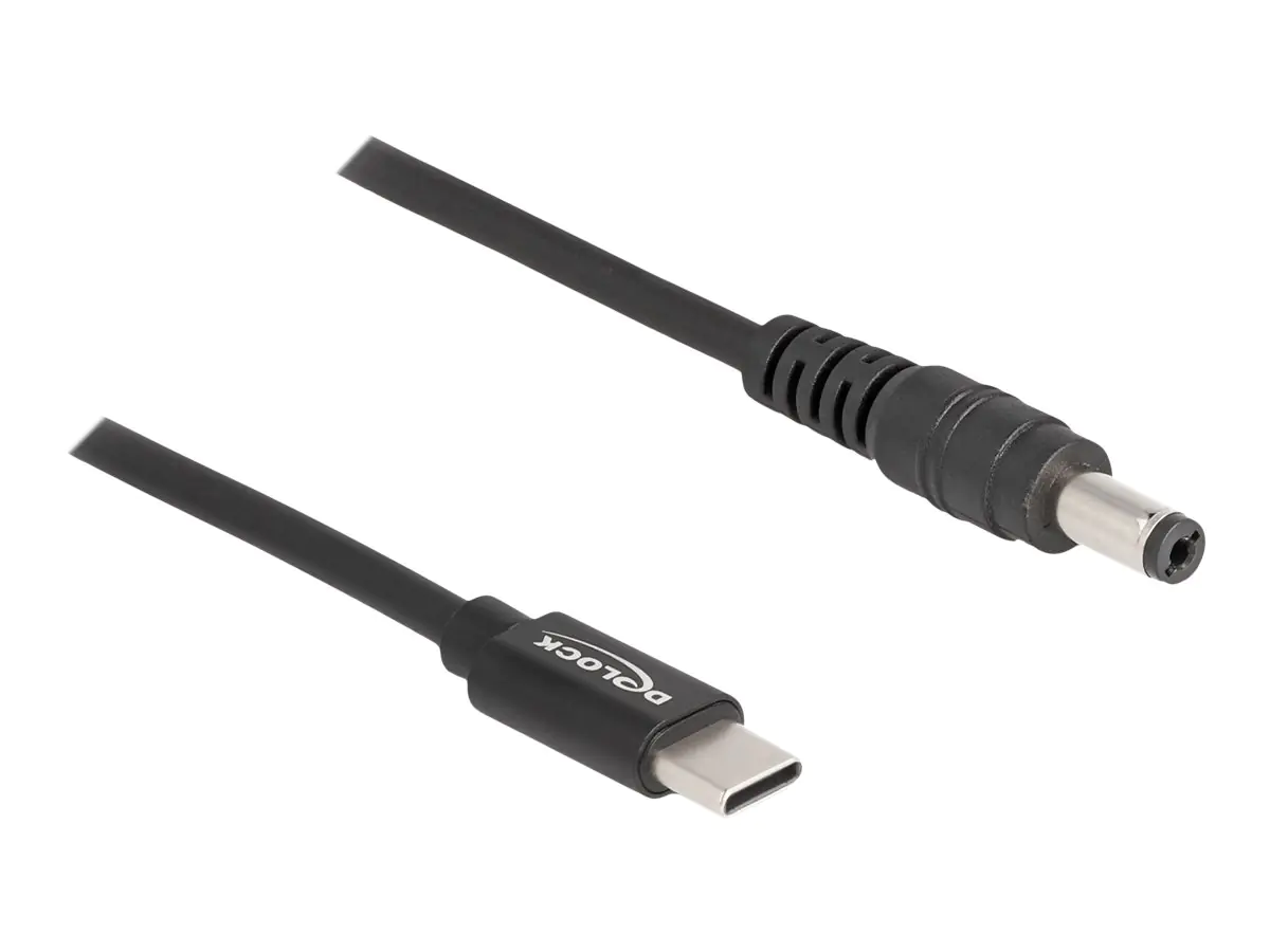 Delock - Stromkabel - 24 pin USB-C (M) zu Gleichstromstecker 5,5 x 2,1 mm (M) - 20 V - 3 A - 1.5 m - Schwarz