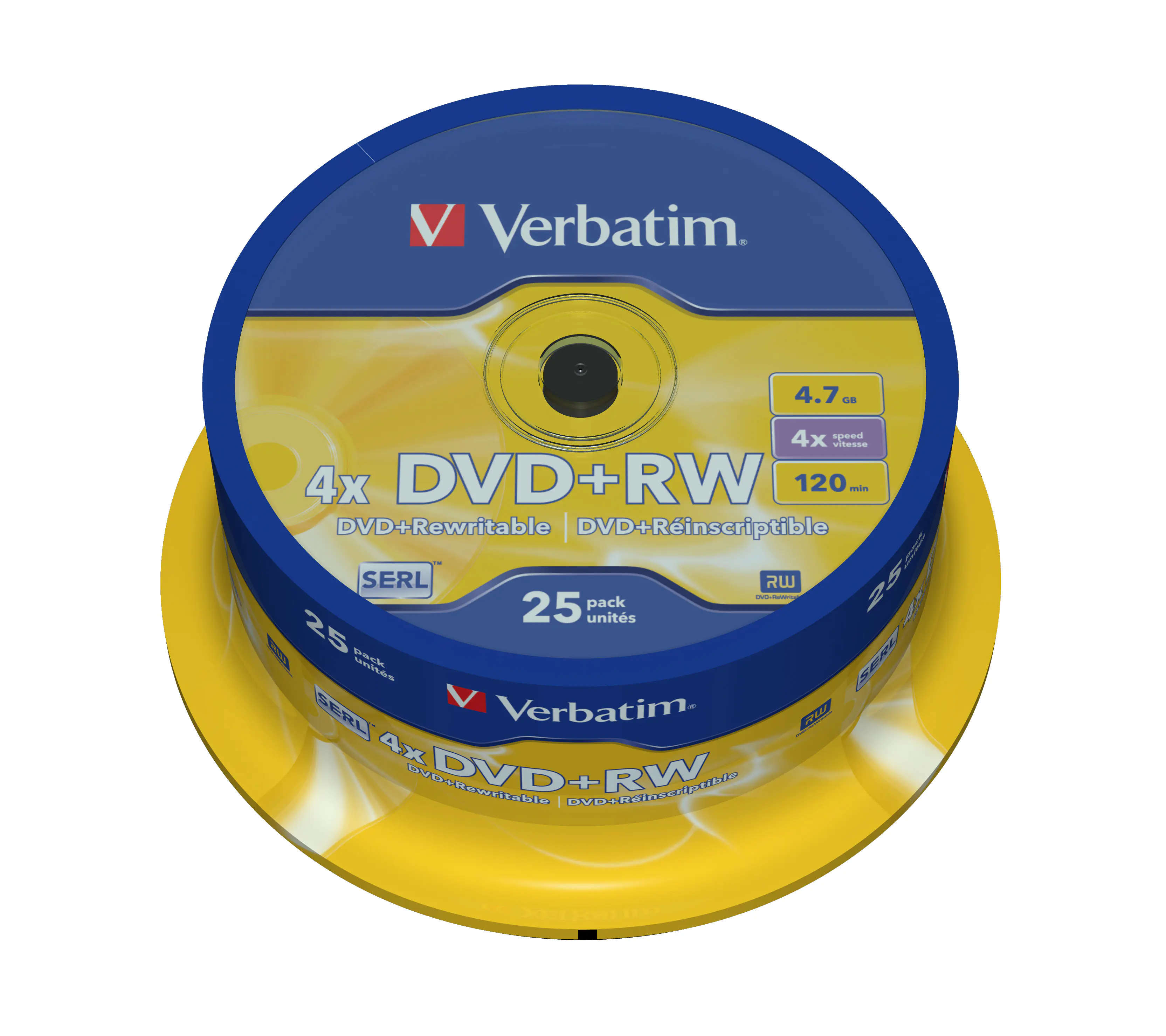 Verbatim - 25 x DVD+RW - 4.7 GB 4x - mattsilber - Spindel
