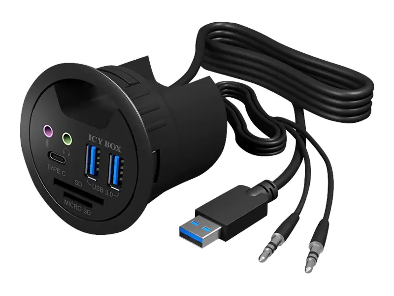 ICY BOX IB-HUB1404A - Hub - 2 x SuperSpeed USB 3.0 + 1 x USB-C - für Unterputzmontage geeignet