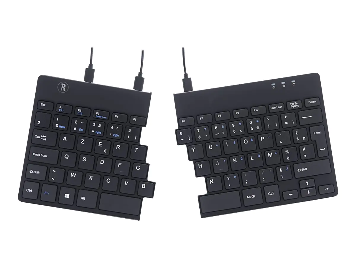 R-Go Split Ergonomische Tastatur, AZERTY (FR), schwarz, drahtgebundenen - Tastatur - USB - AZERTY - Französisch - Schwarz