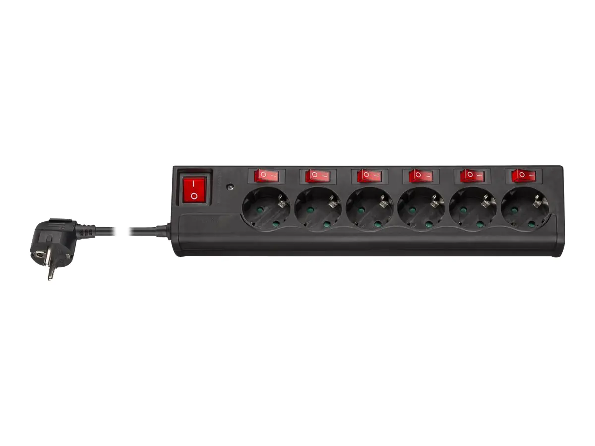 Goobay Steckdosenleiste - Wechselstrom 230 V - 3500 Watt - Eingabe, Eingang Typ F - Ausgangsanschlüsse: 6 (6 x Typ F) 72567