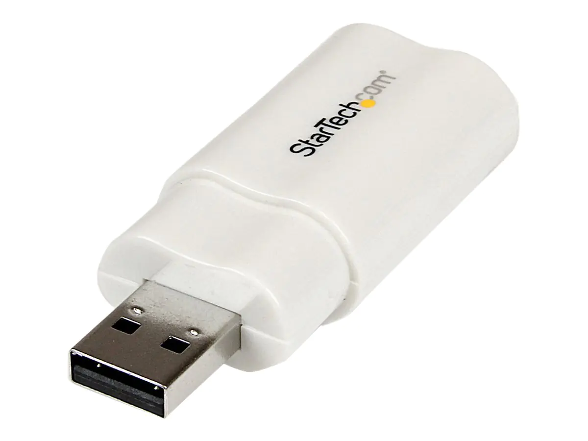 StarTech USB Audio Adapter - USB auf Soundkarte in weiß - Soundcard mit USB (Stecker) und 2x 3,5mm Klinke extern - Soundkarte - Stereo - USB 2.0 - für P/N: MU15MMS, MU6MMS