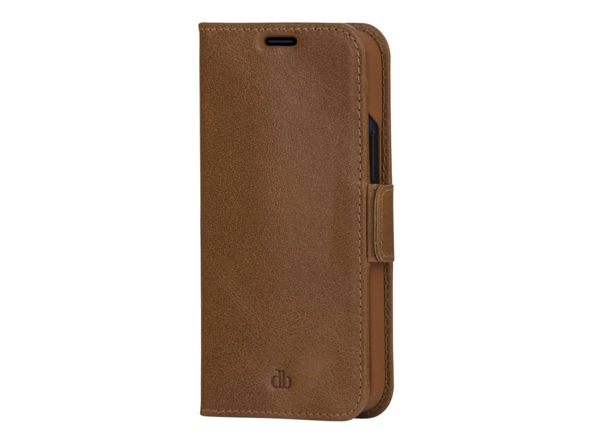 dbramante1928 Copenhagen Slim - Flip-Hülle für Mobiltelefon - genarbtes Leder - Hellbraun - für Apple iPhone 13 Pro