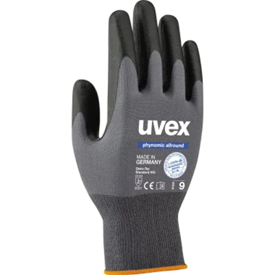 uvex Arbeitshandschuh phynomic allround 9 65 % Polyamid, 35 % Elasthan grau/schwarz