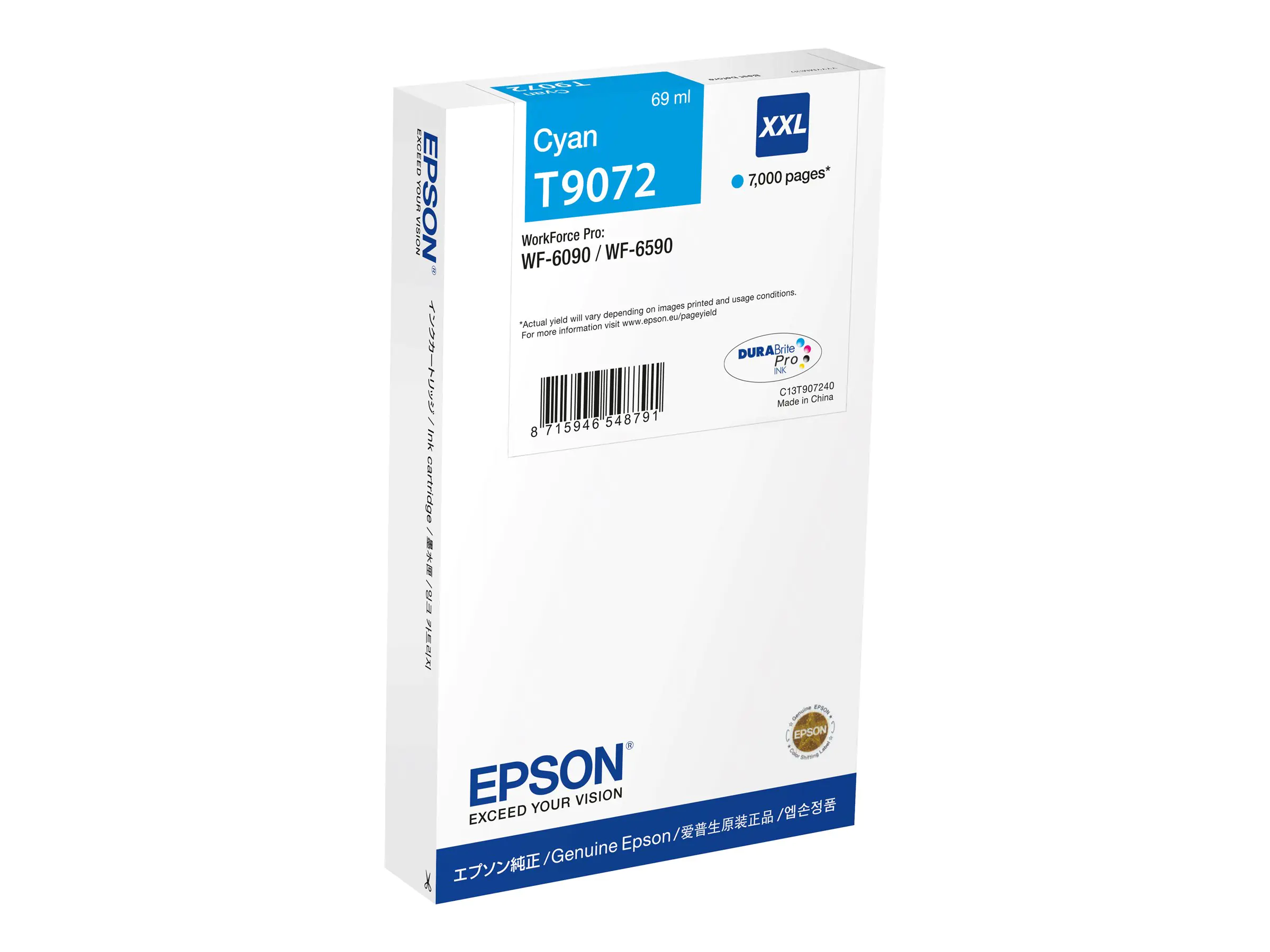 Epson T9072 - 69 ml - Größe XXL - Cyan - original - Box - Tintenpatrone - für WorkForce Pro WF-6090, WF-6590