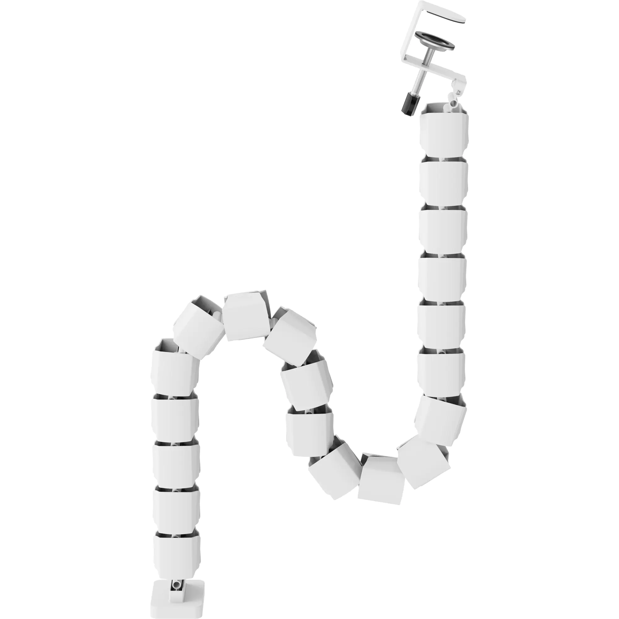 InLine Kabelkanal flexibel - höhenverstellbare Tische mit Tischklemme - weiß