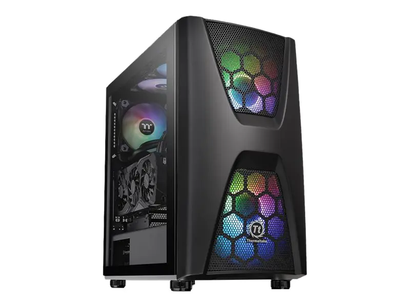 Thermaltake Commander C34 TG - ARGB Edition - Tower - ATX - Seitenteil mit Fenster (gehärtetes Glas) - keine Spannungsversorgung (PS/2) - Schwarz - USB/Audio