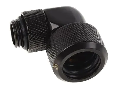 Alphacool Eiszapfen 16mm HardTube Anschraubtülle 90° drehbar G1/4 - Gewinkeltes Kompressions-Montageteil für Flüssigkeitskühlsystem - Deep Black