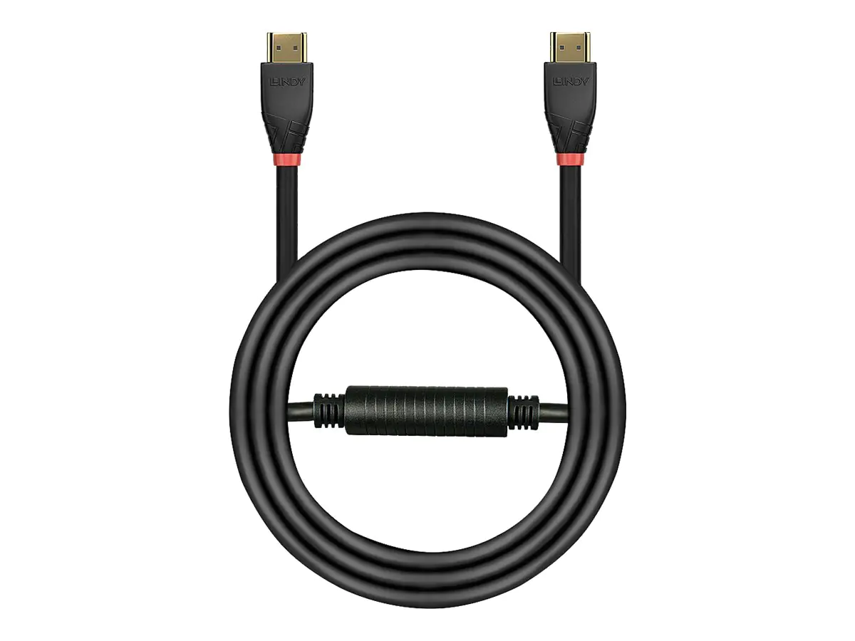 Lindy - HDMI-Kabel - HDMI männlich zu HDMI männlich - 25 m - abgeschirmt - Schwarz - rund, 4K Unterstützung, aktiv