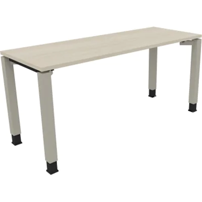 Schreibtisch Vierfuß Quadratrohr B1600xT600xH680-820 si/Akazie hell