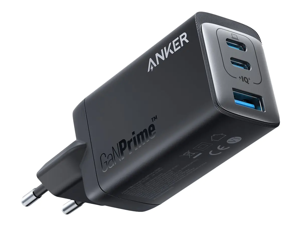 Anker 735 - Netzteil - 65 Watt - 5 A - Anker PowerIQ 4.0 - 3 Ausgabeanschlussstellen (USB Typ A, 2 x USB-C) - Schwarz Anker 735 - Netzteil - 65 Watt - 5 A - Anker PowerIQ 4.0 - 3 Ausgabeanschlussstellen (USB Typ A, 2 x USB-C) - Schwarz